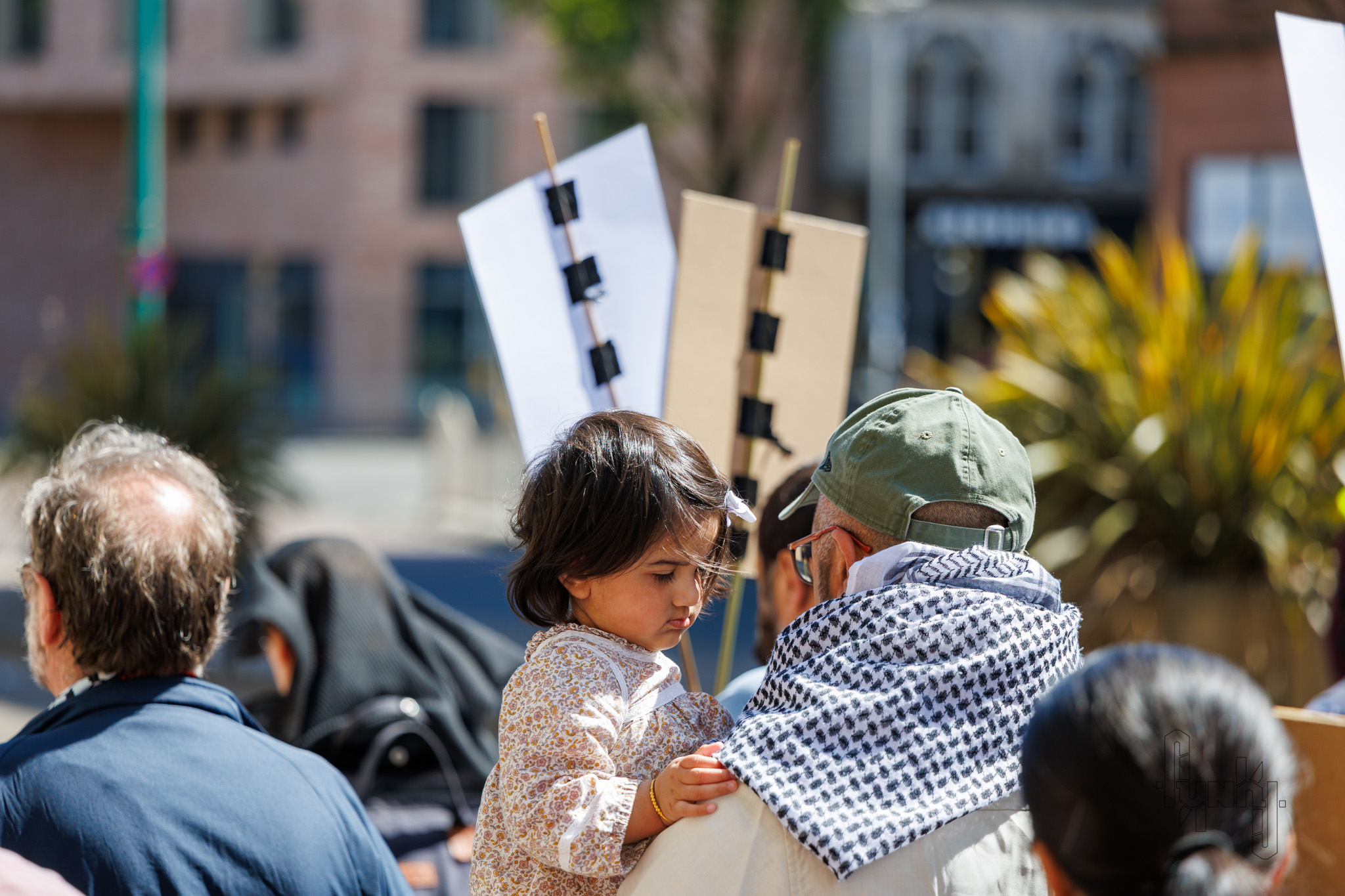 Small Protester Supporting her Daddy